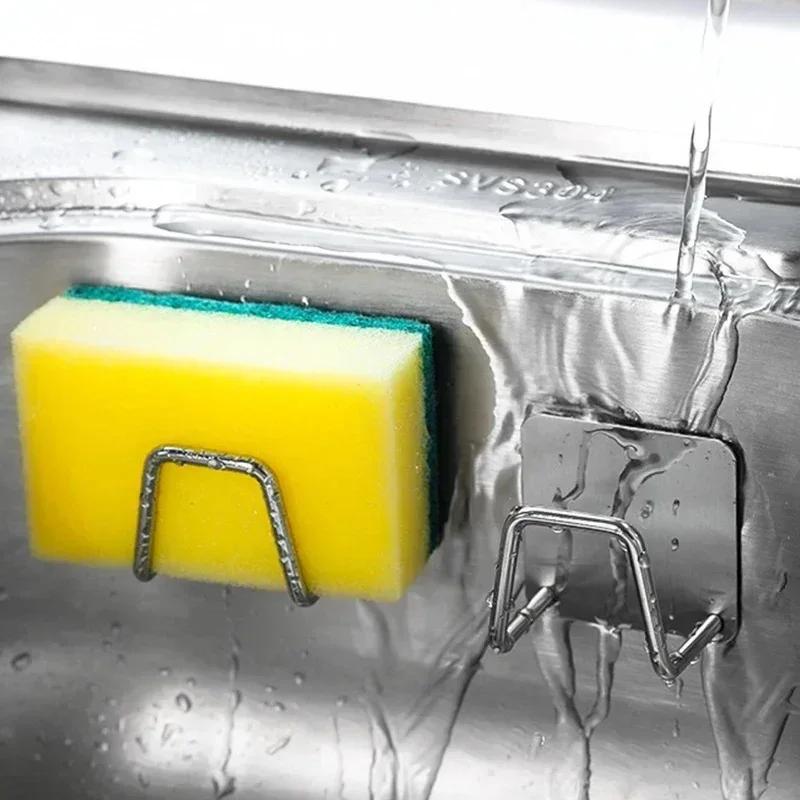 Porte-éponge auto-adhésif en acier inoxydable