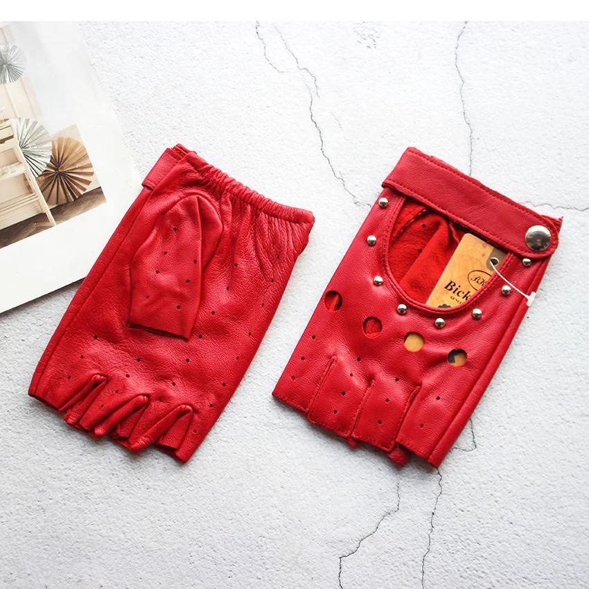 Gants de conduite demi-doigt en cuir pour femmes