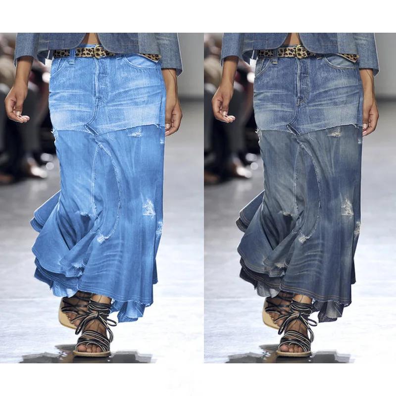 Jupe longue en jean Denim pour femme