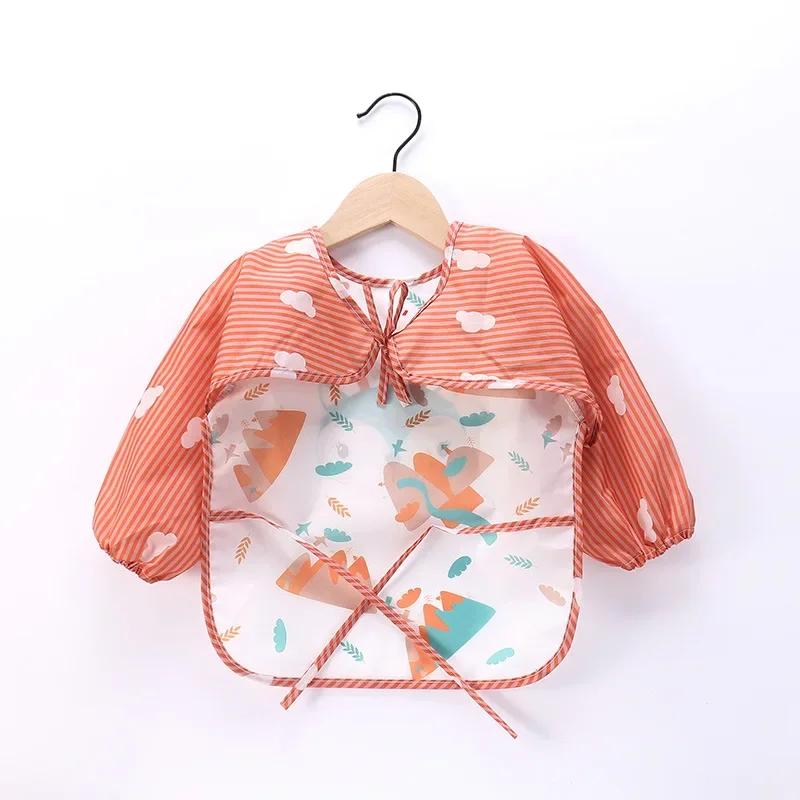 Bavoir imperméable à manches longues pour bébés, écharpe pour tout-petits, Smock d'art, Tablier d'alimentation, Poche pour bébés garçons et filles, Burp grill gels, Bavoirs for1-3Year