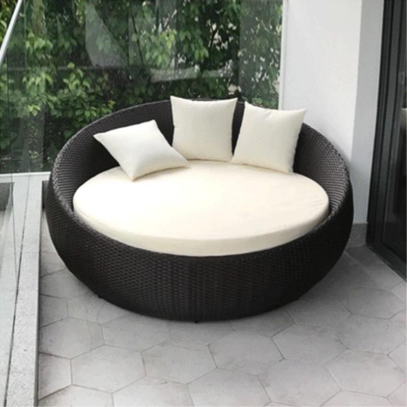 Mobilier d'extérieur moderne grande taille rideau Chaise longue Antique auvent plage soleil rotin lit de jardin lit