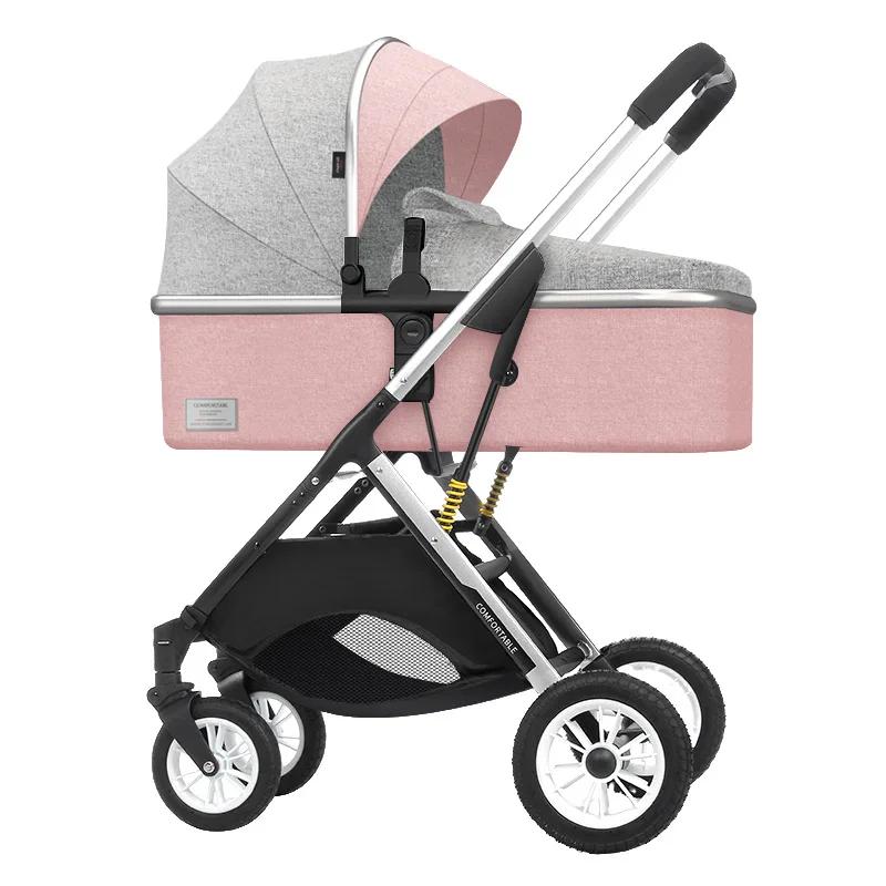 Poussette bébé peut être assise inclinable légère pliable haute paysage absorbant les chocs poussette bébé nouveau-né bidirectionnelle