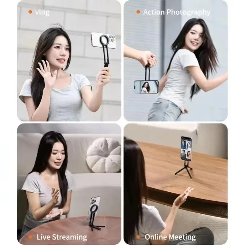 Trépied de téléphone pliable monté sur mousqueton pour iPhone 17 16 15