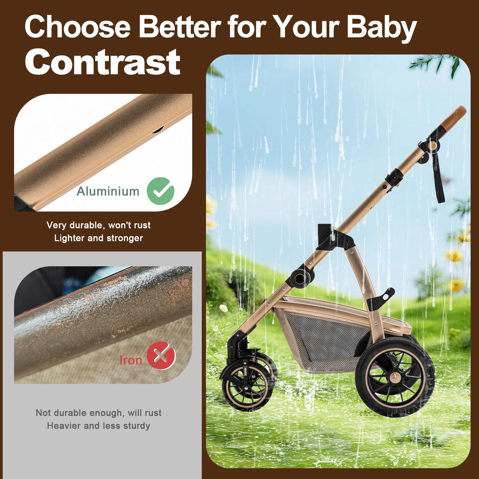 Poussette bébé 3 en 1 Portable voyage landau luxueux
