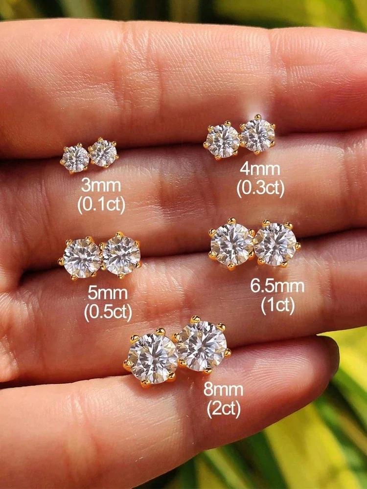 DW 0.1ct-2ct D couleur certifié Moissanite boucles d'oreilles laboratoire créé diamant 925 en argent Sterling plaqué or 