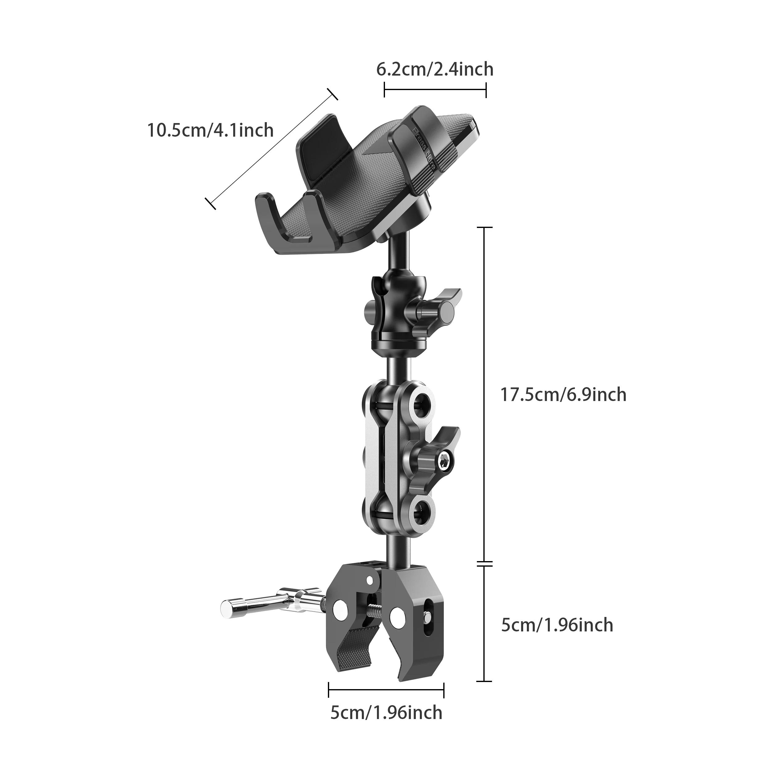 Support de téléphone avec super pince pour tapis de course/vélo de spinning/poussette/fauteuil roulant/chariot de golf/poteaux/porte-partitres/vélo stationnaire/cintre de guidon