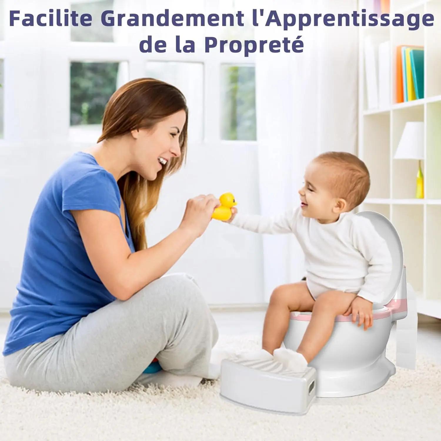 Pot WC Pour Apprentissage De La Propreté - Toilette Bébé & Enfant - Confortable Anti Dérapant Avec Bruit De Chasse & Mus