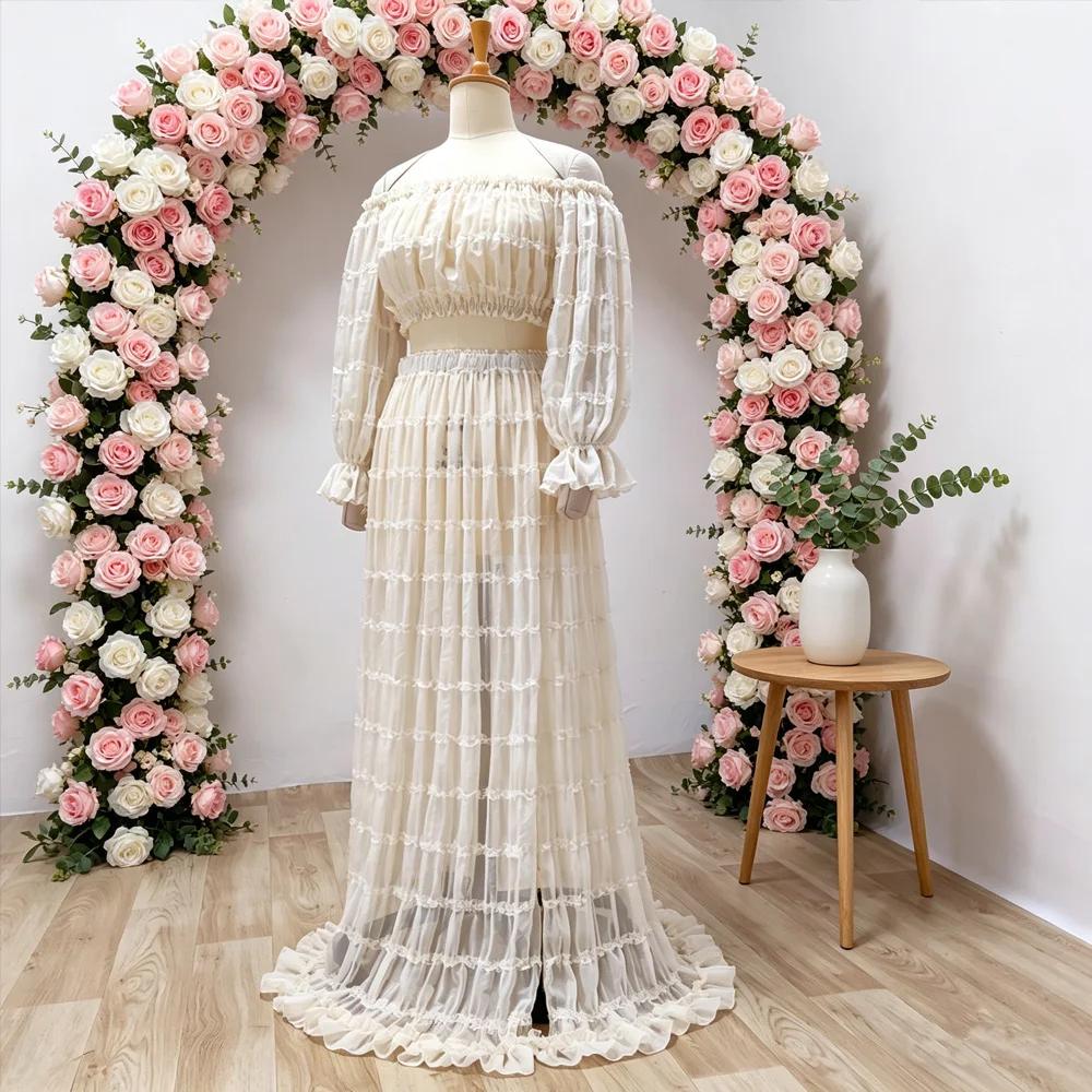 Robe de maternité plissée en mousseline de soie