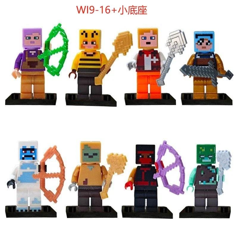 8 pièces/lot Minecrafte Creeper petits blocs de construction EnderDragon bricolage Steve Cube squelette cheval figurines