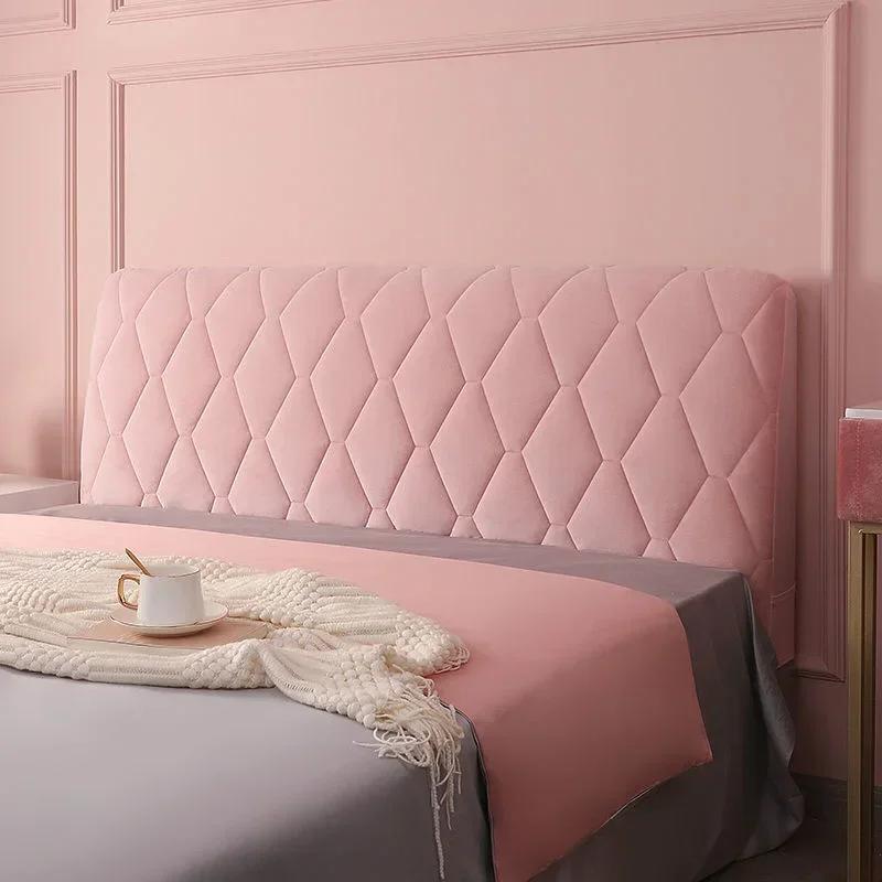 Couverture de tête de lit matelassée épaisse, couverture de tête de lit en peluche tout compris pour chambre de fille, couleur unie, couverture de protection arrière de lit, décoration de maison