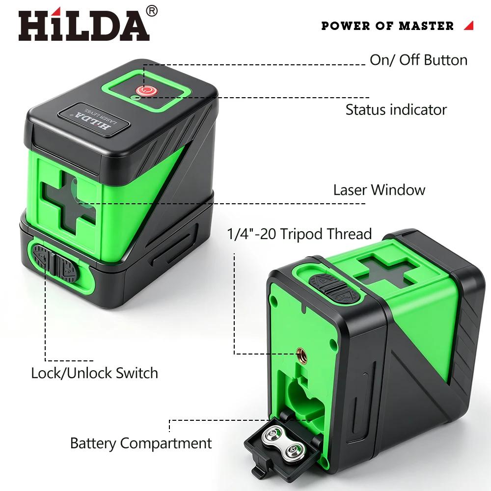 HILDA 2 Lignes Niveau Laser Auto Nivellement Vert Poutres