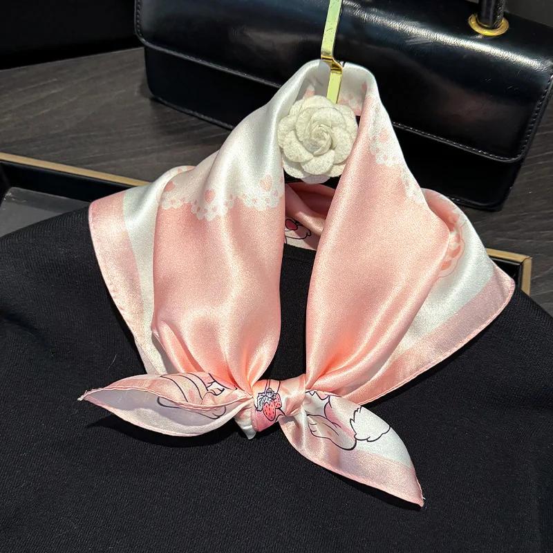 Écharpe de cou en soie 100% naturelle pour bébé de 0 à 12 ans, pour enfants, garçons et filles, imprimé lapin mignon, foulard doux pour cheveux