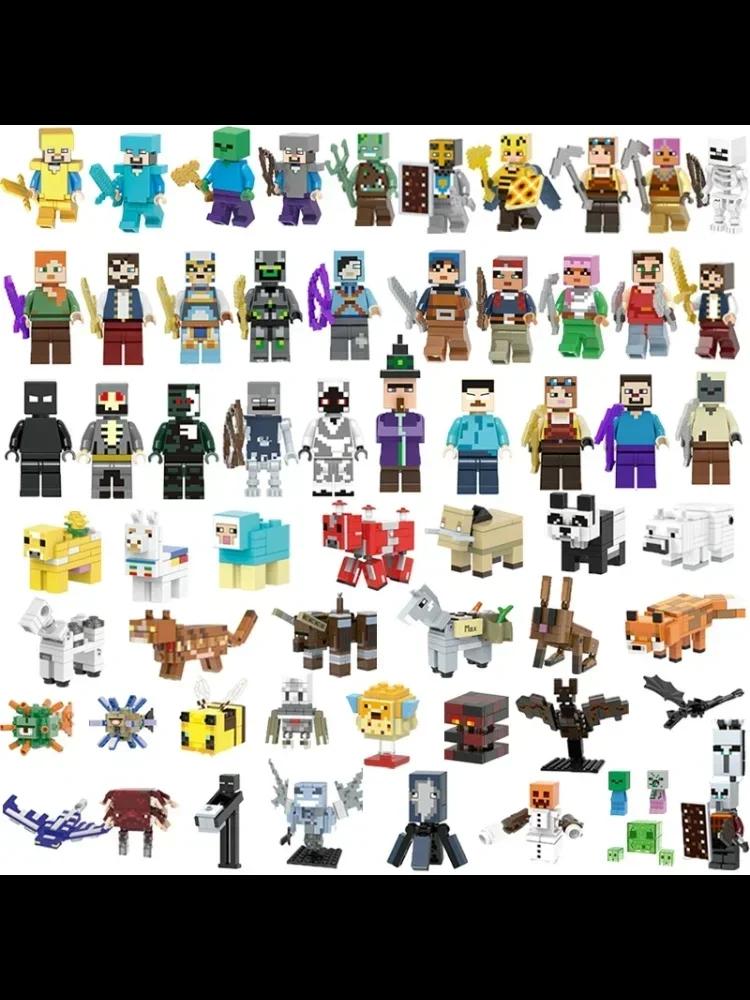 8 pièces/lot Minecrafte Creeper petits blocs de construction EnderDragon bricolage Steve Cube squelette cheval figurines