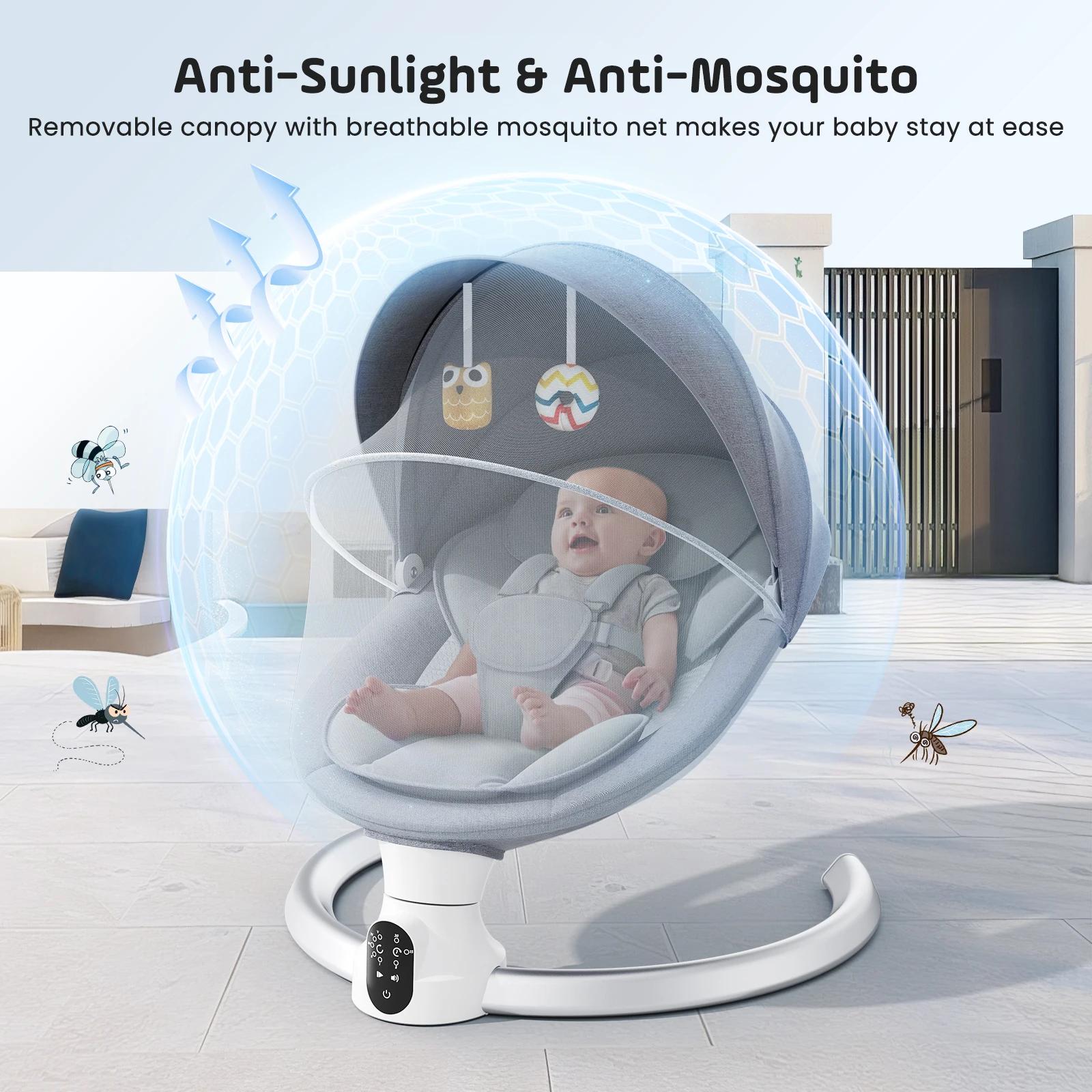 Chaise vide-bébé Bluetooth électrique 5 vitesses avec télécommande et applications musicales pour bébé