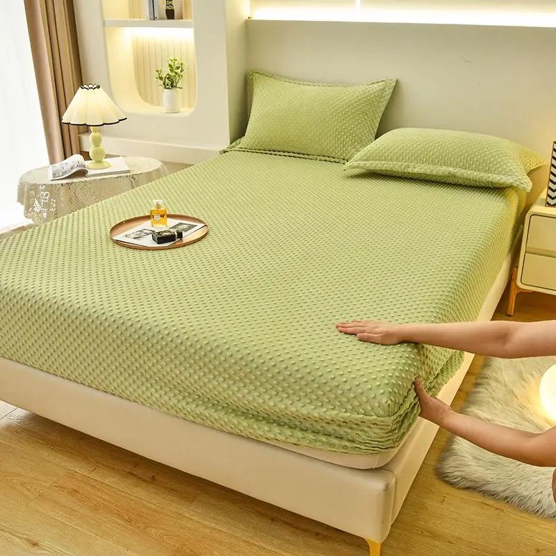 Drap de lit en velours corail