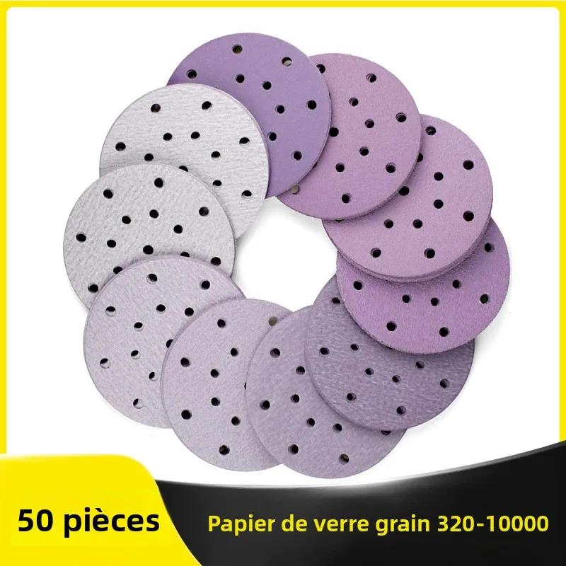 50 pièces 6 pouces disques de ponçage humide/sec crochet et boucle 320-10000 grain assortiment papier de verre 150mm pou