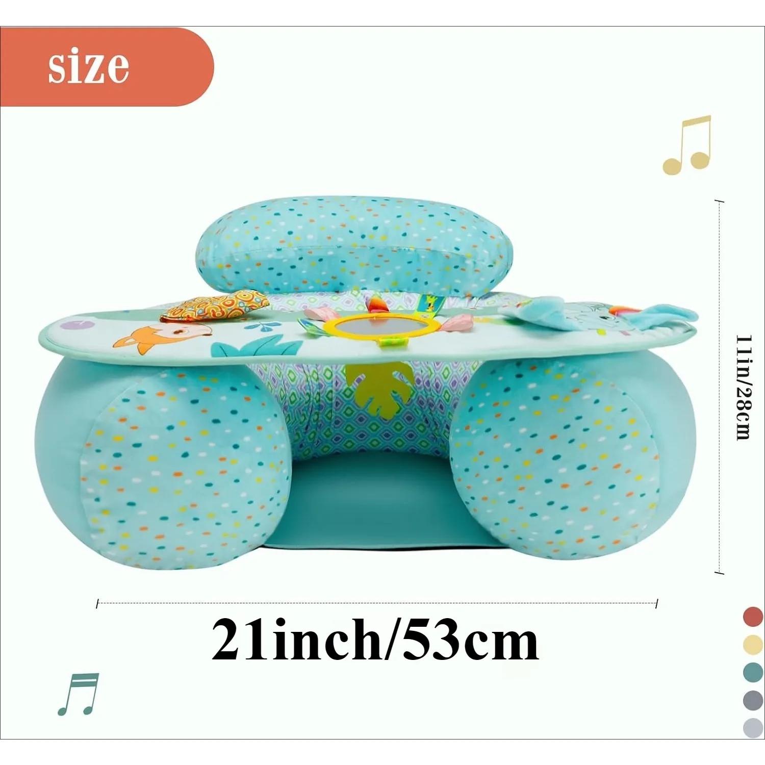 Siège gonflable pour bébé assis avec plateau de jouets sensoriels, Support arrière pour tout-petits, canapé en peluche douce, chaise pour bébé, Animal mignon