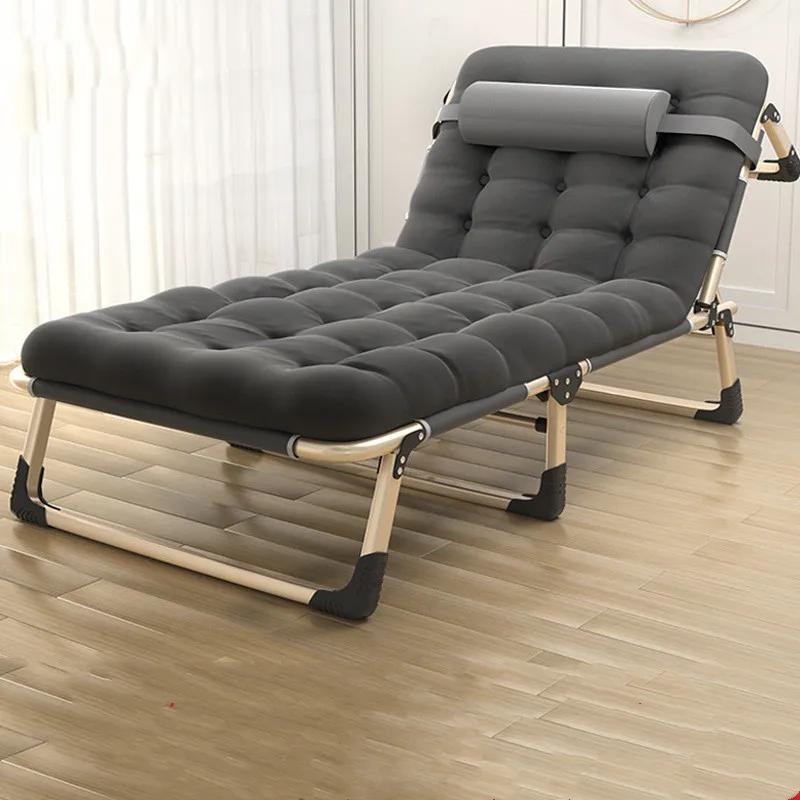 Chaise de plage inclinable multifonctionnelle, lit pliant, lit simple, bureau, maison, pause déjeuner, marche en plein air