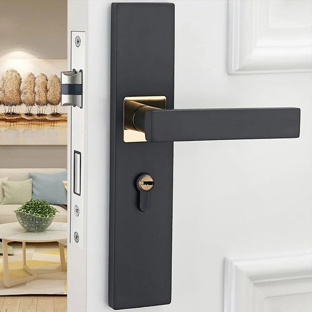 Poignée de porte robuste rétro pour chambre à coucher, couleur bois, pour cuisine, maison, porte en bois, meuble, serrure de porte en aluminium
