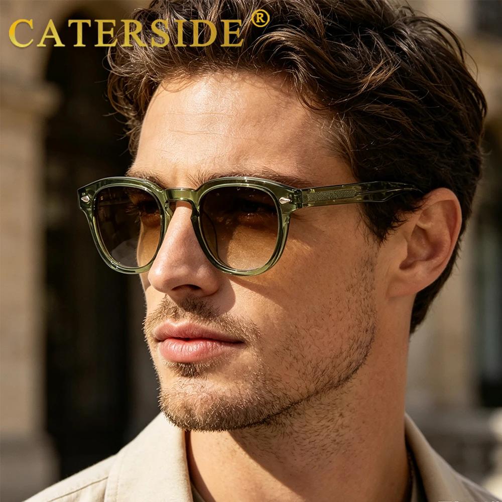 CATERSIDE rétro rond hommes lunettes de soleil Punk acide propionique broche Temple luxe