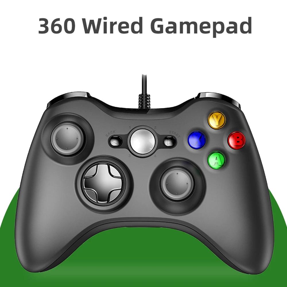 Manette de jeu filaire 360, contrôleur de jeu filaire pour PC compatible Steam et adaptable aux systèmes Win7/8/10/11, compatible 360 Slim, moteur intégré