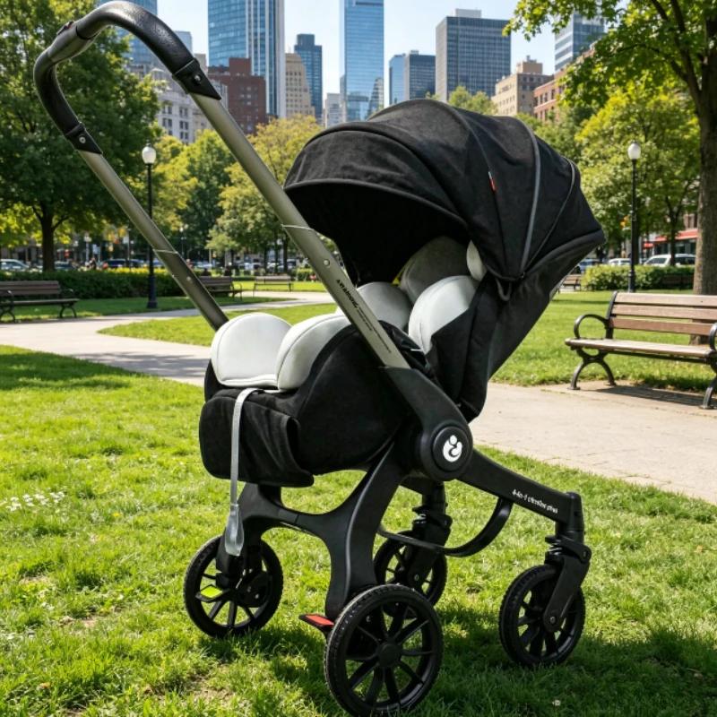 Poussette 4 en 1 UE en Stock multifonctionnelle pliable avec siège auto et landau portable