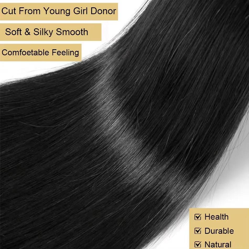 Extensions de Cheveux Humains Naturels Raides Comme des Baguettes