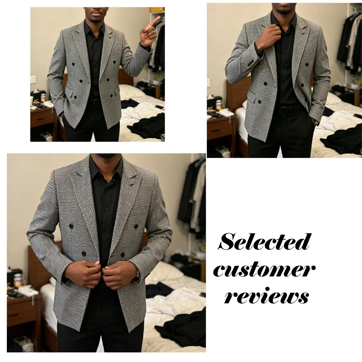 Veste de costume à carreaux Double boutonnage XXS-7XL