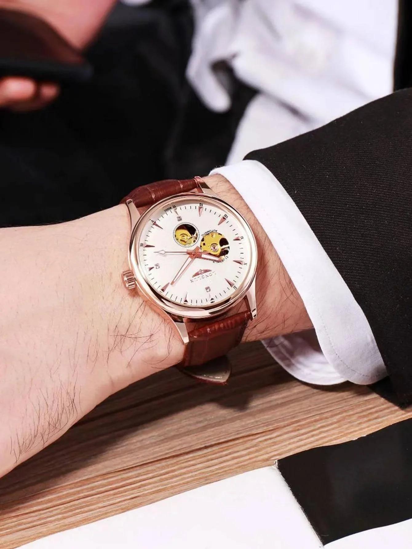 LONGLUX montre automatique style élégant en gros montres mécaniques squelette rome étanche