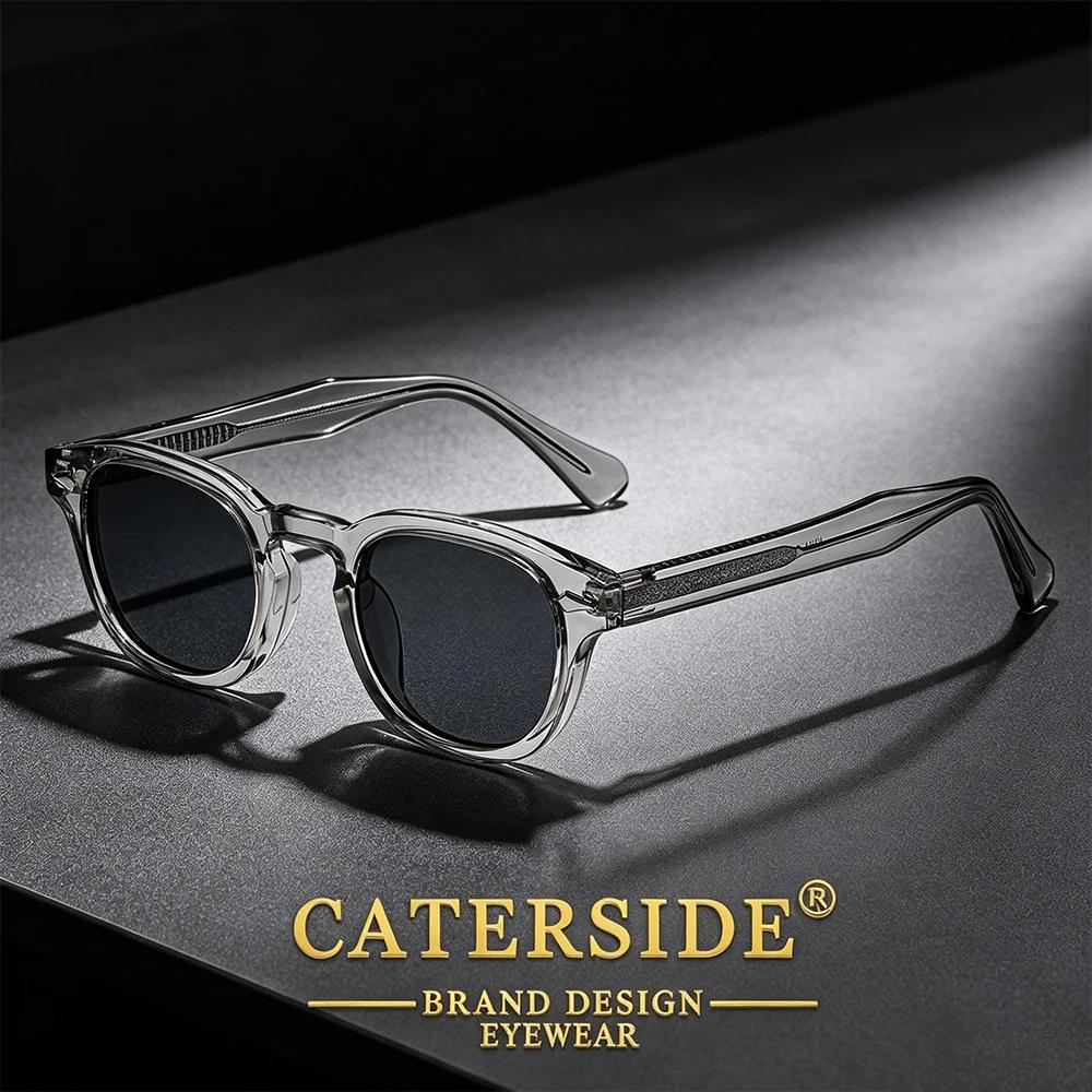 CATERSIDE rétro rond hommes lunettes de soleil Punk acide propionique broche Temple luxe