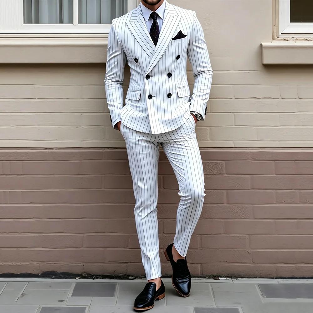 Costumes pour hommes 2 pièces veste pantalon noir simple boutonnage un bouton décontracté affaires Style ample