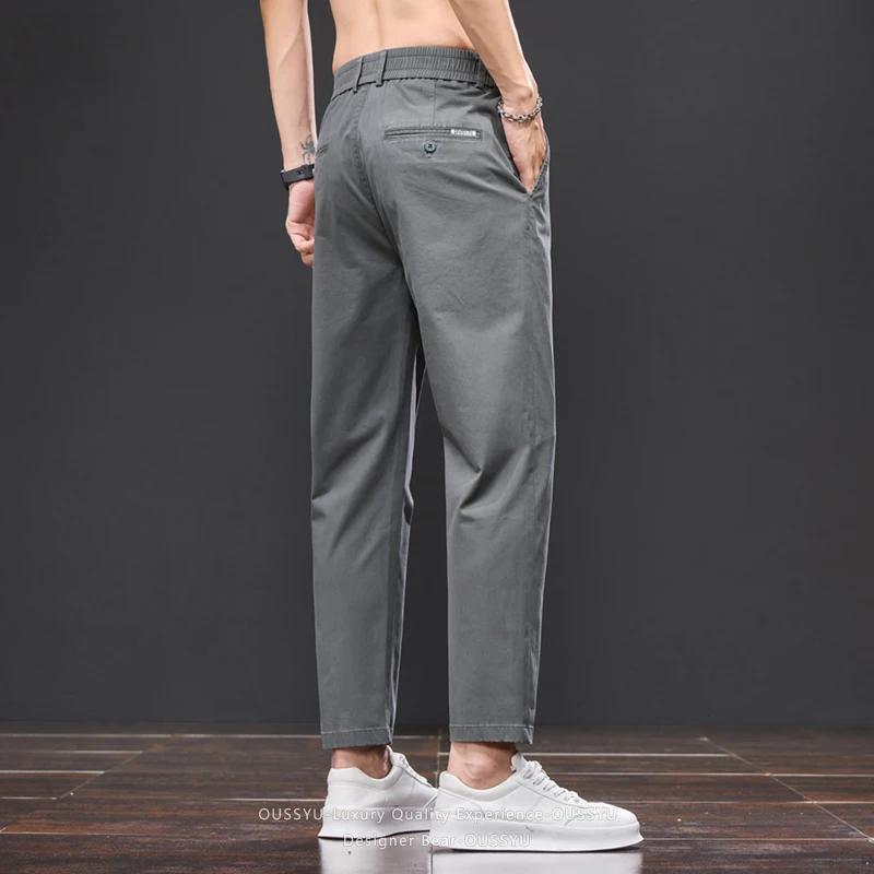 Pantalon décontracté d'été pour homme en coton (98 %) longueur cheville