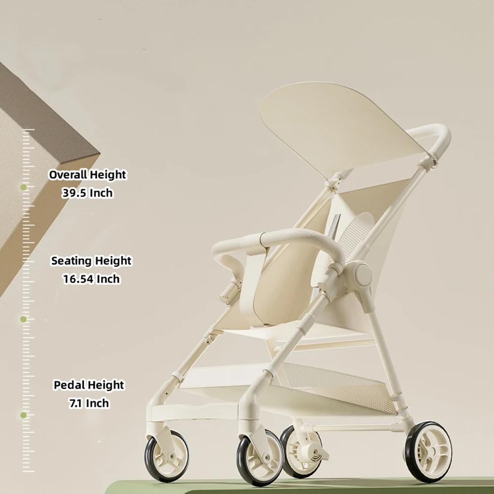 Poussette portable pour bébé de 1 à 6 ans, poussette pliable légère à quatre roues avec panier de rangement, chariot de voyage pour bébé avec pare-soleil