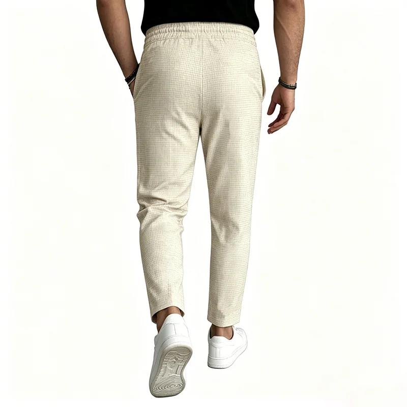 Pantalon gaufré élégant pour hommes – Coupe ajustée de sport décontracté avec cordon de serrage réglable