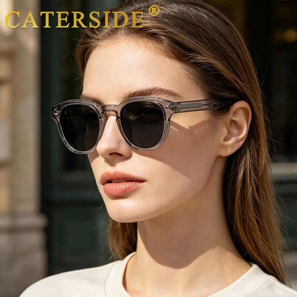 CATERSIDE rétro rond hommes lunettes de soleil Punk acide propionique broche Temple luxe