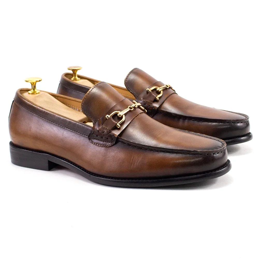 Mocassins en métal de style italien classique pour hommes
