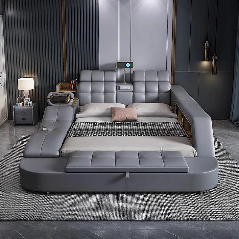 Ordinateur portable lit électrique poignées uniques moderne dormir lit intelligent haut-parleur stockage Double Muebles Para El Hogar maison accessoires