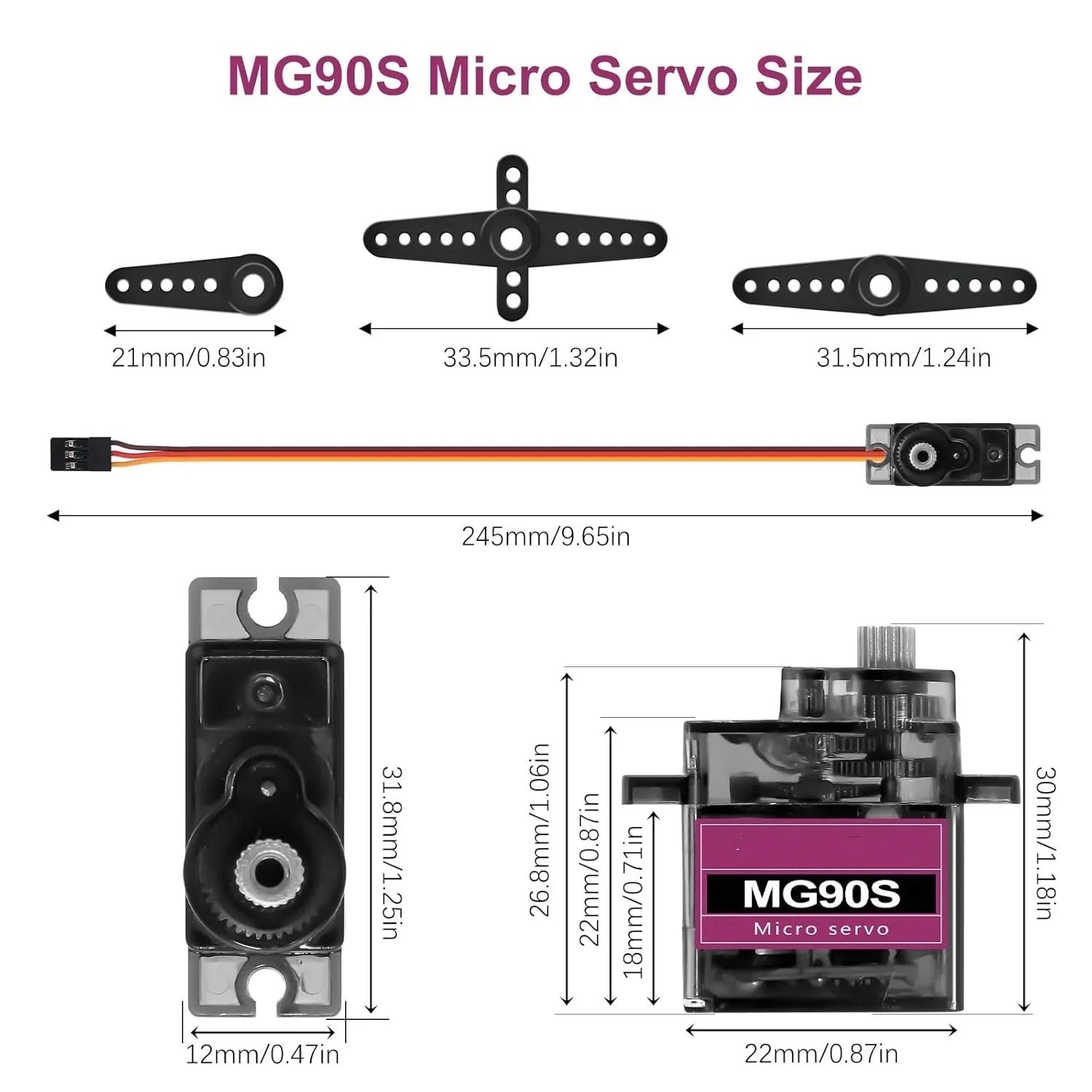 MG90S Servo 2/5/10 pièces tout engrenage métallique 9g SG90 Version améliorée pour hélicoptère avion bateau voiture Trex 450 RC Robot 180 360 degrés