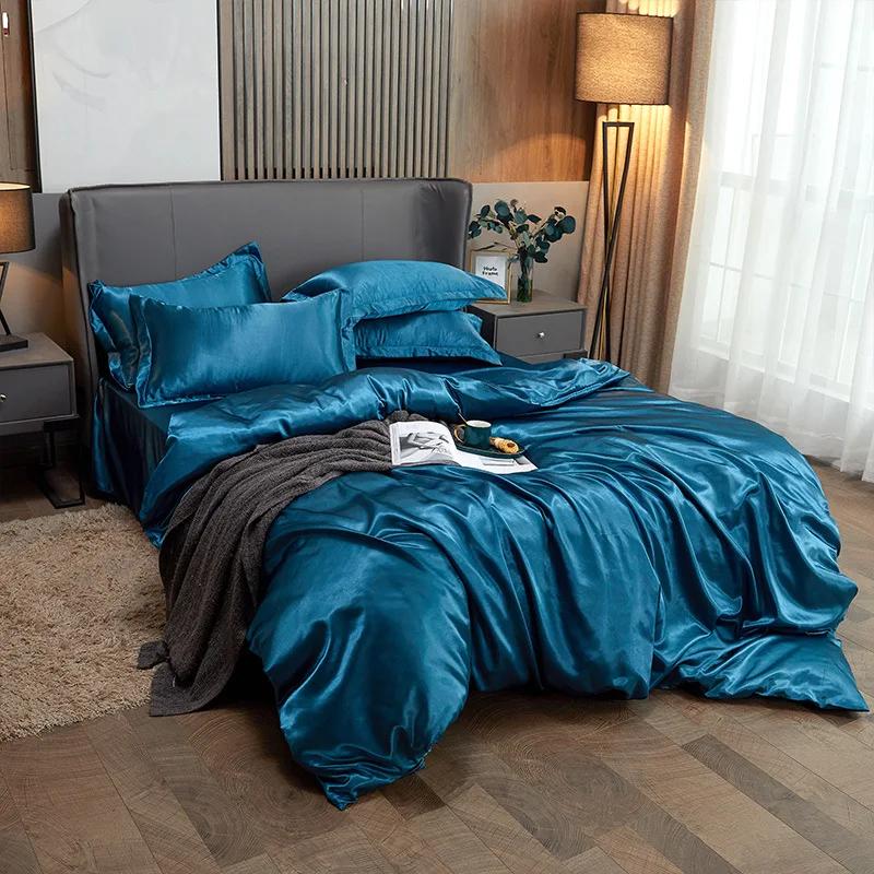 Parure de lit en soie Tencel, ensemble de literie de luxe, drap-housse extensible, noir, vert, blanc, été, 120/150/180/200, 180x200