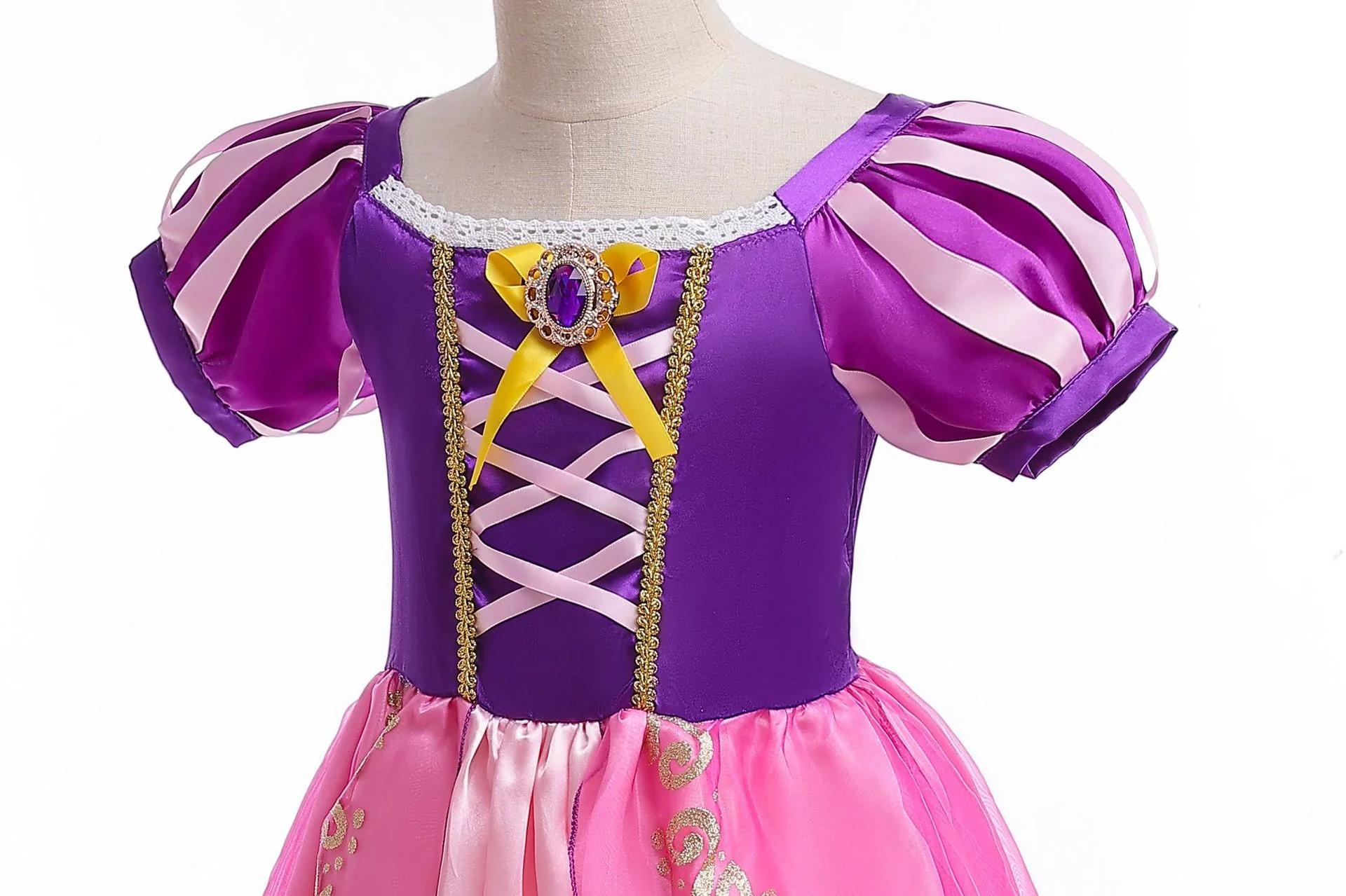 Robe cosplay Disney princesse Raiponce emmêlée enfant costume Halloween anniversaire fête
