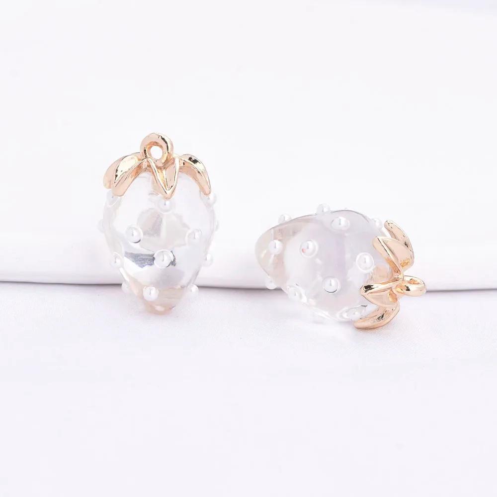 (10593) 4 pendentifs creux en forme de fraise