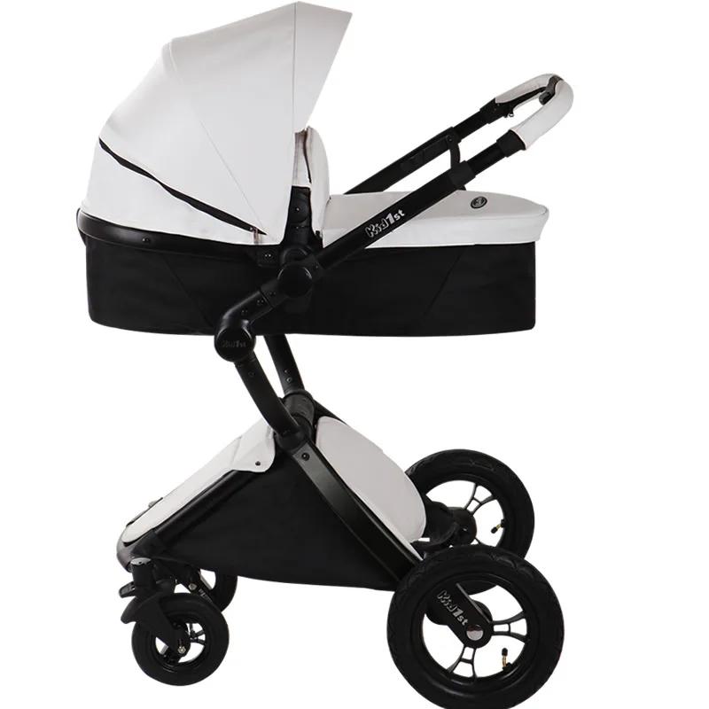 Poussette de Luxe Portable en Cuir pour Bébé, Landau de Voyage, Voiture