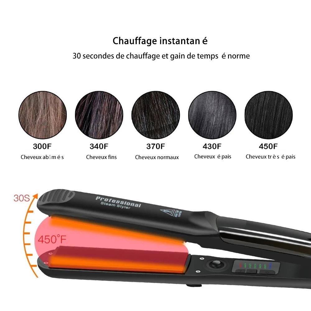 Fer à lisser professionnel à vapeur en céramique