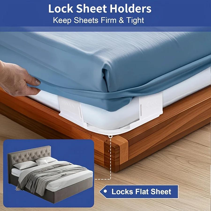 4 supports de draps lourds – Sangles de matelas antidérapantes et sûres, adaptées à toutes les tailles de draps, faciles à installer, sécurisées