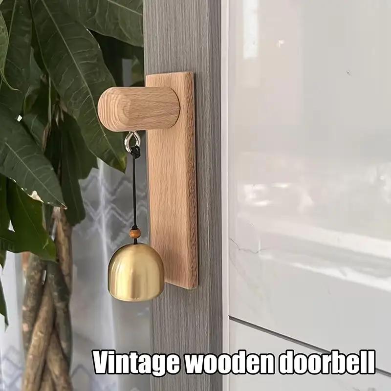 Sonnette mécanique en bois rétro pour entrée de maison