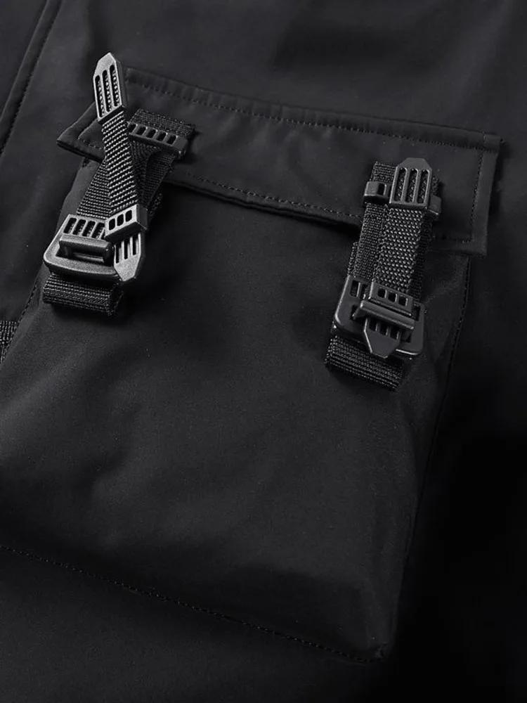 God of Death Bomber Jacket Poitrine Poche Techwear Hommes Punk Hip Hop Tactique Streetwear Noir Varsity Vestes Surdimens