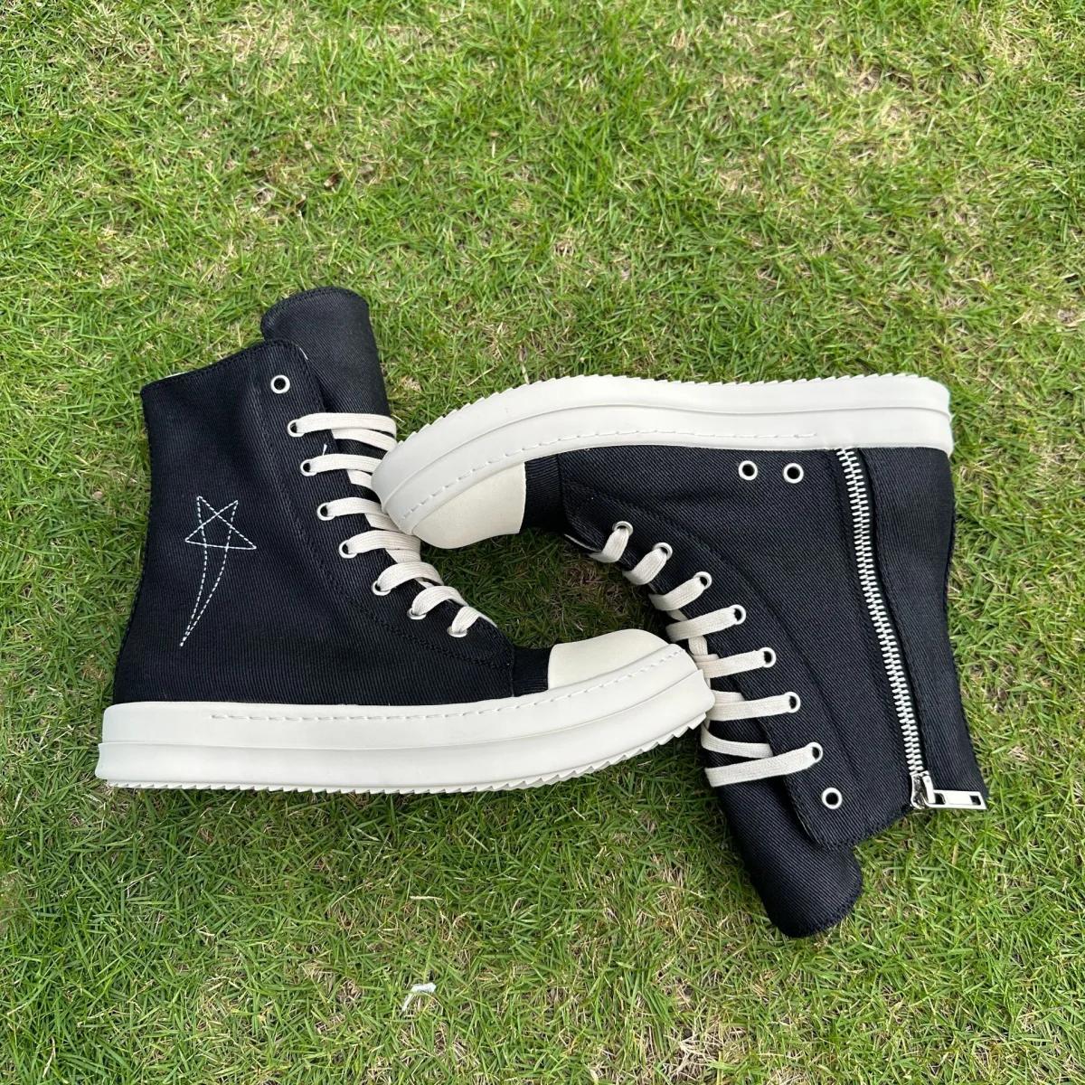 Ro Design classique botte en toile noire chaussure haute hommes chaussures décontractées de luxe fermeture éclair femmes
