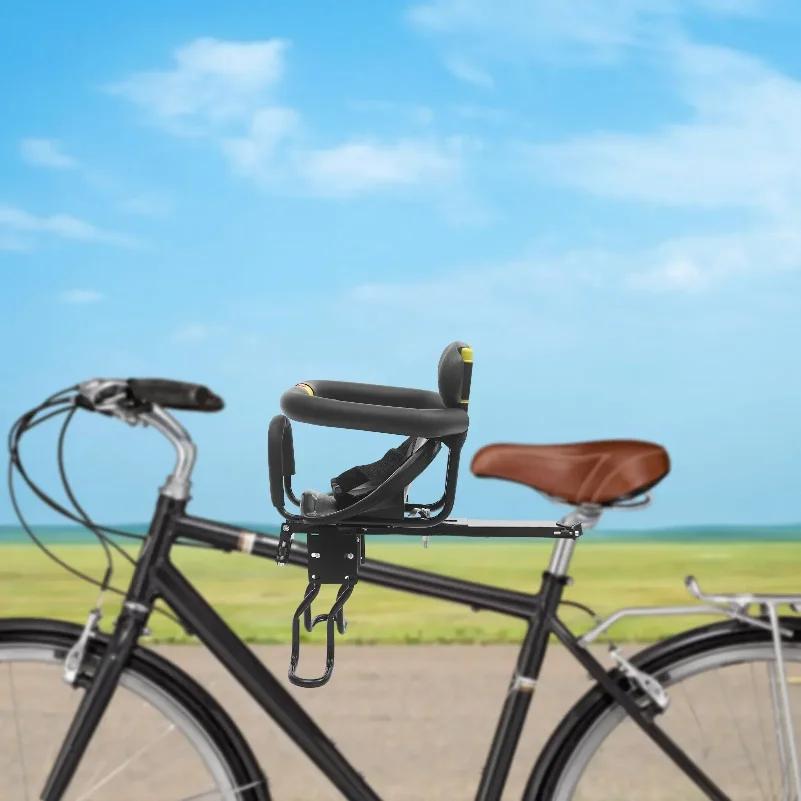Siège enfant avant réglable pour vélo, NOUVEAU siège de vélo pour 1-5 ans, capacité de charge de 35 kg avec ceinture de sécurité et pédales