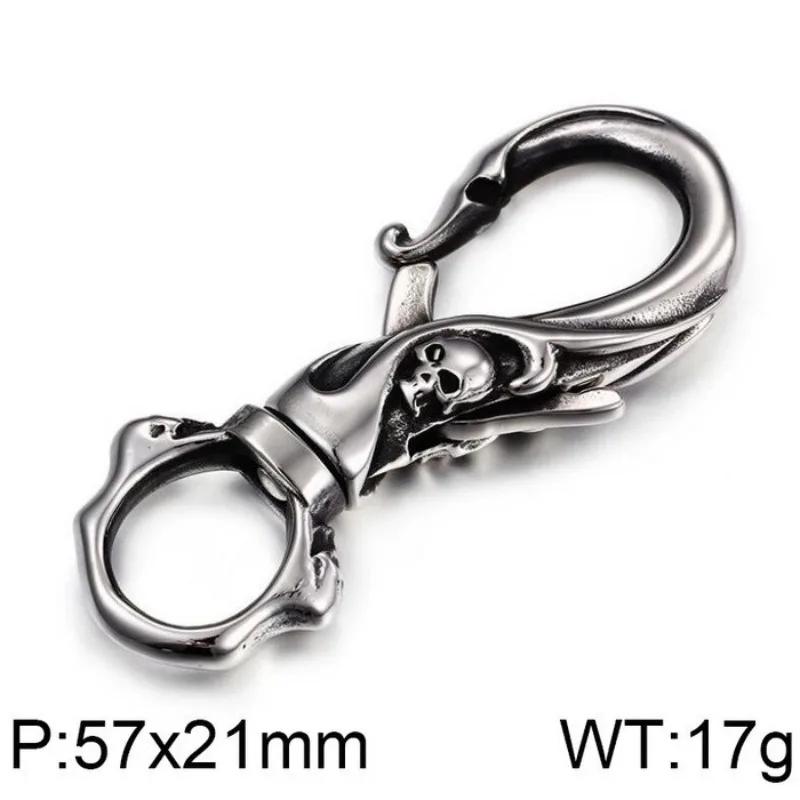 1 pièce Mousqueton porte-clés punk en acier inoxydable 316