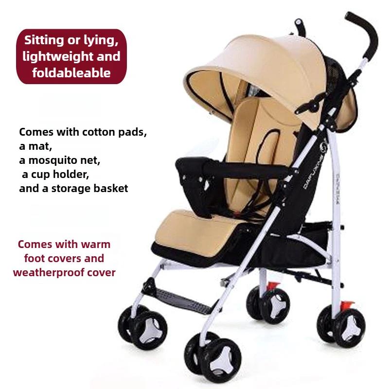 Poussette bébé Portable pliable, peut s'asseoir ou s'allonger, poussette universelle antichoc pour toutes les saisons